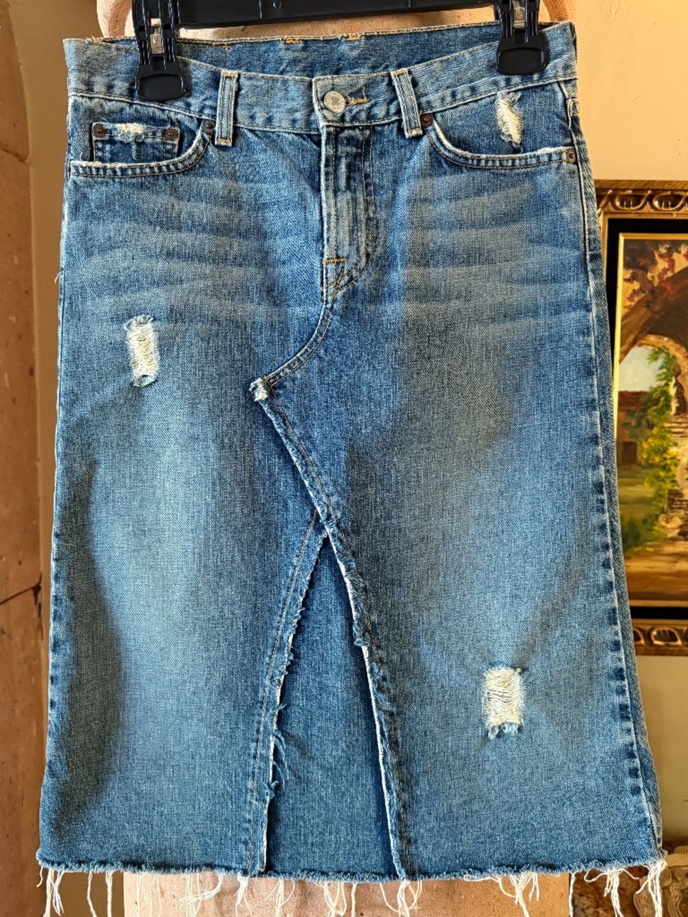 EUC Lucky Brand Midi Jean Skirt Size 2/26